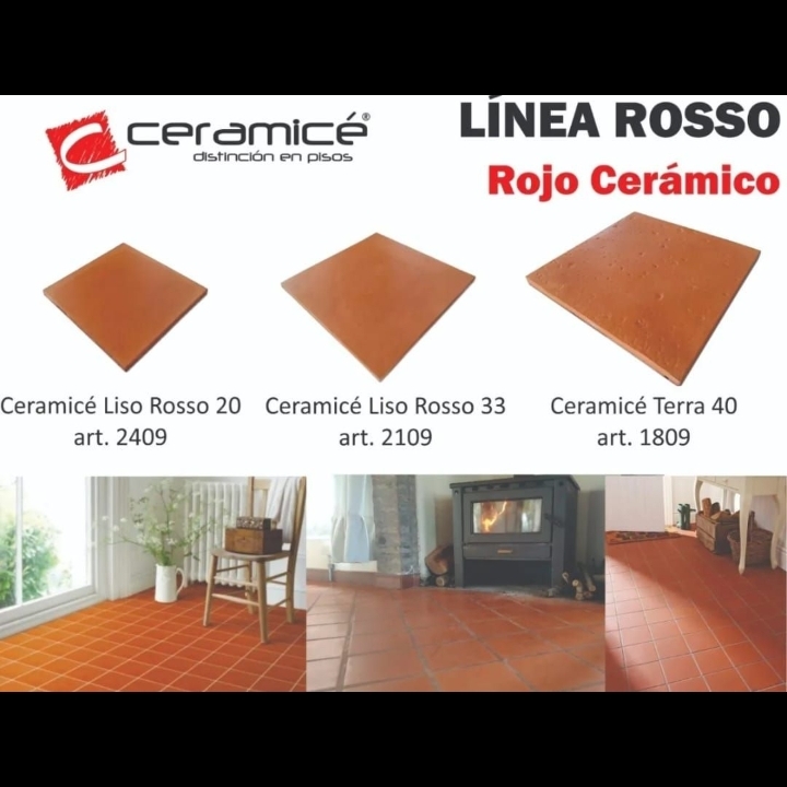 Ceramice 40x40 Baldosa Rosso Liso  xcja 0.64m2