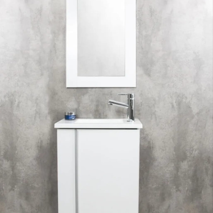 Versalles Vanitory Poquet 50 c/ mesada Blanco monocomando Laqueado Bacha Blanca 50cm de Ancho